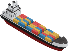 A container ship with colorful containers is an important type of vessel in international maritime transport and employment