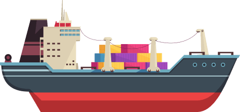 A container ship with colorful containers is an important type of vessel in international maritime transport and employment