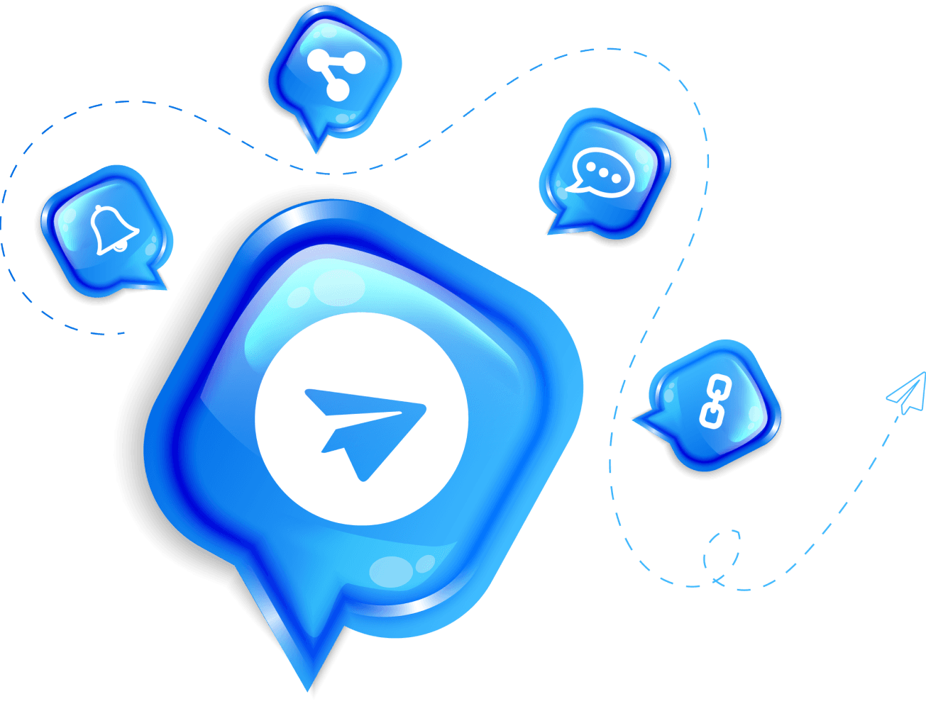 Telegram icon and communication symbols for contacting a recruitment agency for maritime specialists