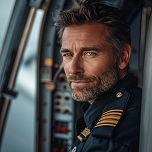 An experienced captain in uniform monitors the situation from the bridge of a ship