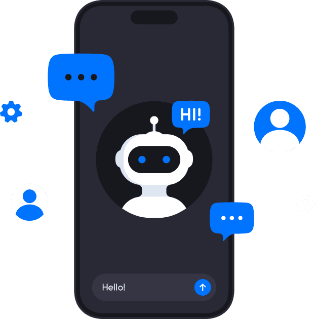 Marine vacancies chatbot on a smartphone screen, providing quick communication with job seekers and employers in the maritime industry